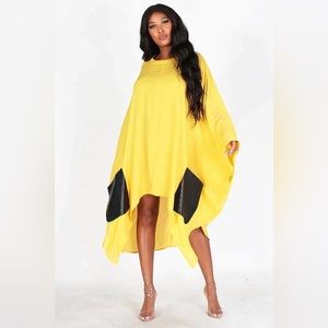 DOLMAN LONG SLEEVE OVERSIZED ASYMMETRICAL SHIRT DRESS